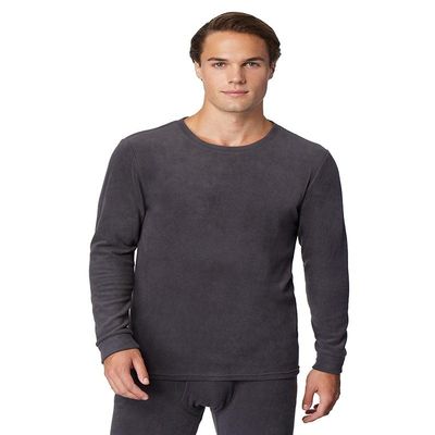 32 Degrees Mens Heat Performance Thermal Heavyweight Baselayer Crewneck Long Sleeve Fleece Top, Stingray, Medium