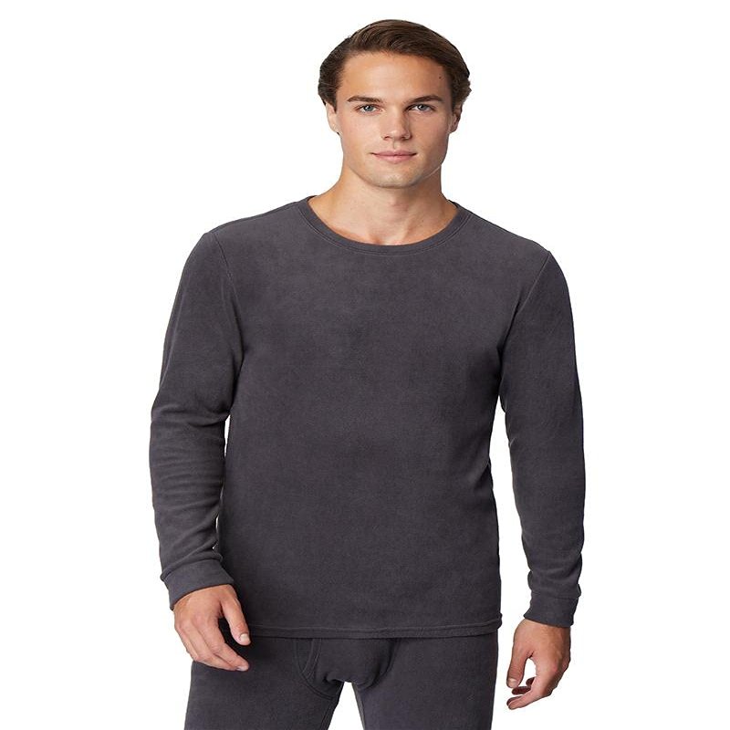 32 Degrees Mens Heat Performance Thermal Heavyweight Baselayer Crewneck Long Sleeve Fleece Top, Stingray, Medium