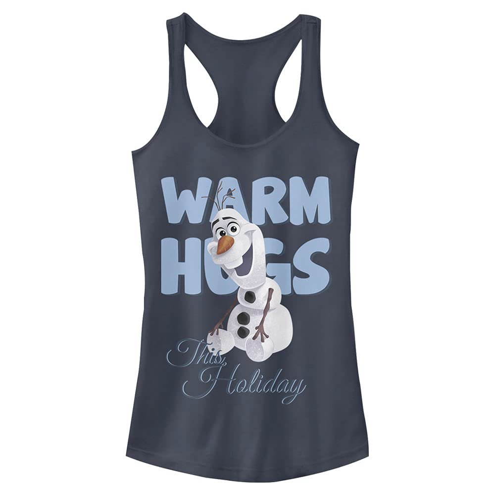 Disney Junior's Frozen Warm Hug Holiday Slim Fit, Scoop Hem Racerback Tank, Indigo, Medium