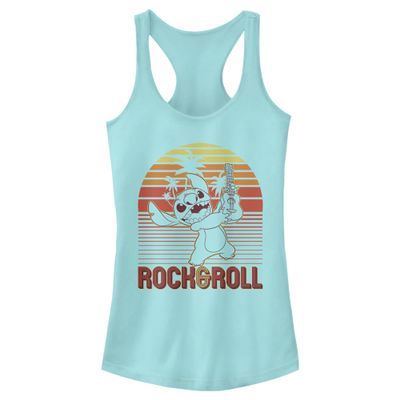Disney Junior's Lilo Rock and ROLL Stitch Slim Fit, Scoop Hem Racerback Tank, Cancun, Medium