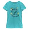 Disney Princess Never Lose Sight Girl's Solid Crew Tee, Tahiti Blue, Large view 1