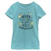 Disney Princess Never Lose Sight Girl's Solid Crew Tee, Tahiti Blue, Large view 2