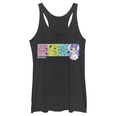 Disney Junior's Lilo Stitch Box Tri-Blend Racerback Layering Tank, Black Heather, XX-Large