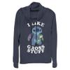 Disney womens Lilo & Stitch Like Gross Stuff Stitch Women's Long Sleeve Cowl Neck Pullover T Shirt, Navy Blue, 4X-Large US view 1
