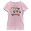 Marvel Universe Hero Hearts Girl's Solid Crew Tee, Light Pink, Medium view 1