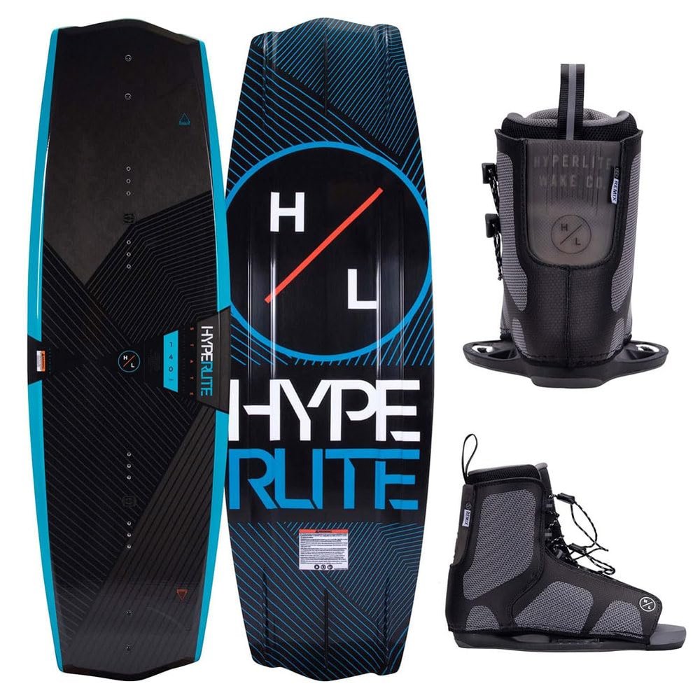 Hyperlite State 2.0 Mens Wakeboard 130 W/Remix Bindings Black/Blue (7-10.5)