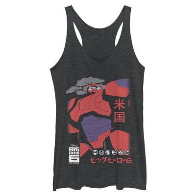 Disney Junior's Big Hero Six Series Cool Baymax Tri-Blend Racerback Layering Tank, Black Heather, X-Small
