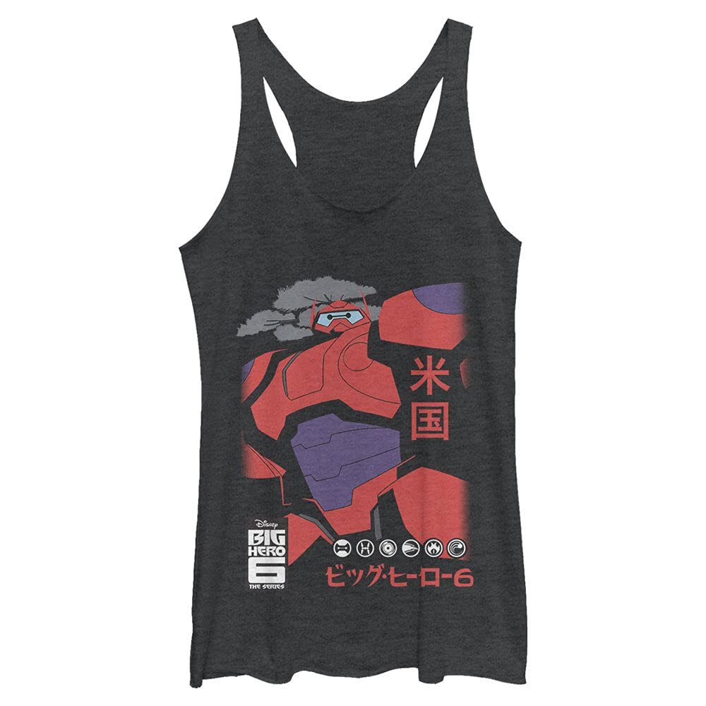 Disney Junior's Big Hero Six Series Cool Baymax Tri-Blend Racerback Layering Tank, Black Heather, X-Small