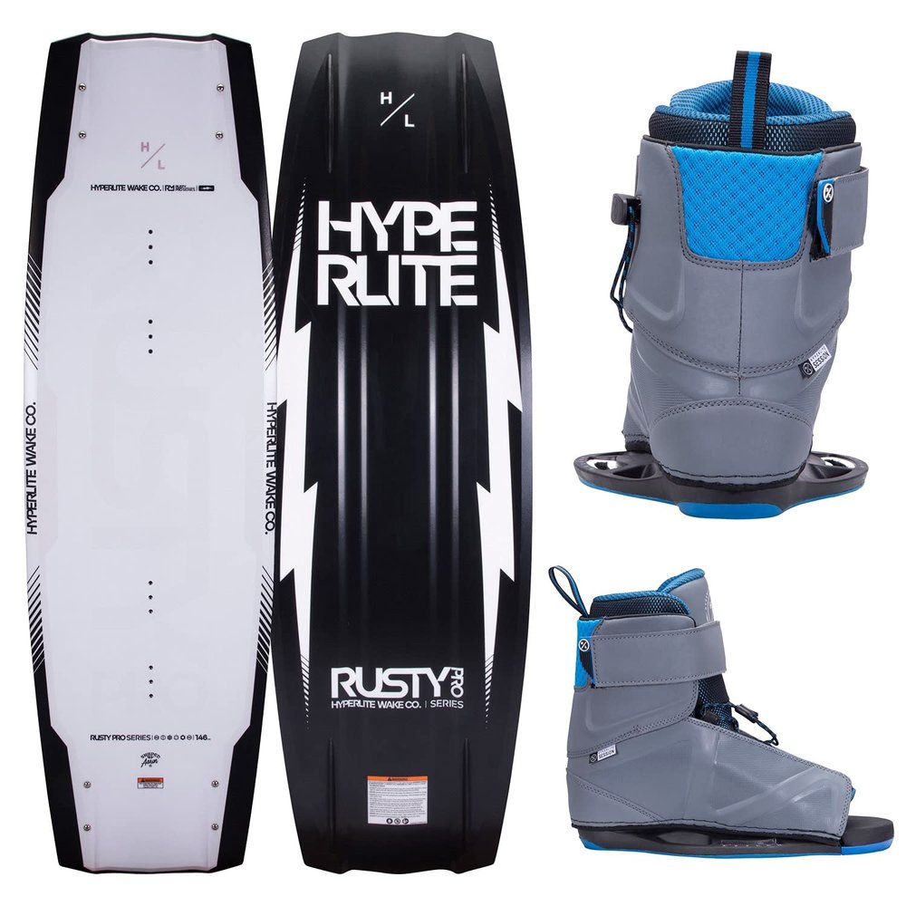 Hyperlite Rusty Pro Mens Wakeboard 140 W/Session Bindings White/Black (7-10.5)