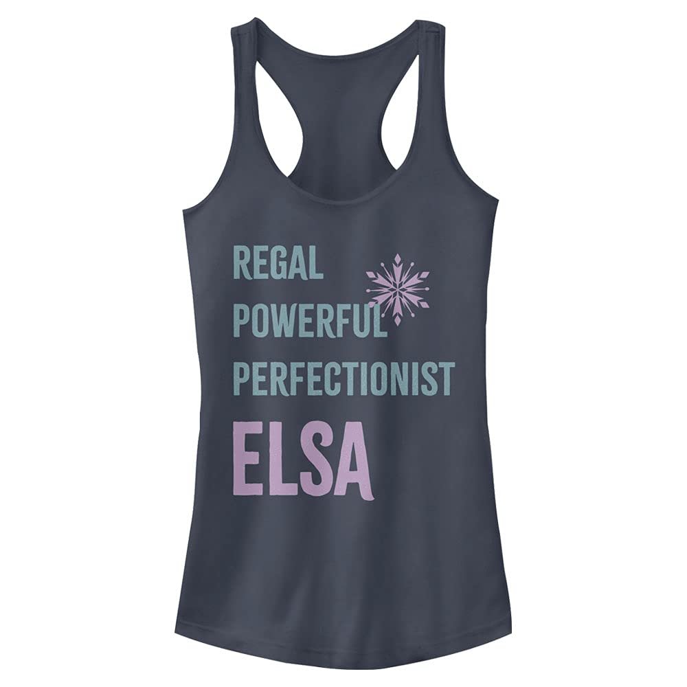 Disney Junior's Frozen List Elsa Slim Fit, Scoop Hem Racerback Tank, Indigo, Large