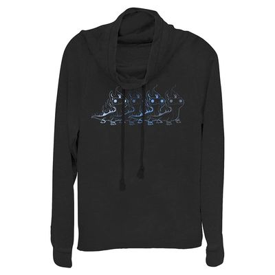 Disney Junior's Frozen 2 Salamander Women's Long Sleeve Cowl Neck Pullover, Black, Medium