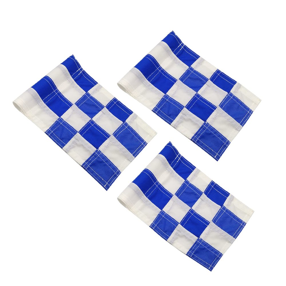 Checkered Golf Flags with Tube Inserted,8 L x 6H Mini Putting Green Flags for Yard Indoor Outdoor Backyard Garden, 420D Nylon Pin Flag (Blue/White,3sets)