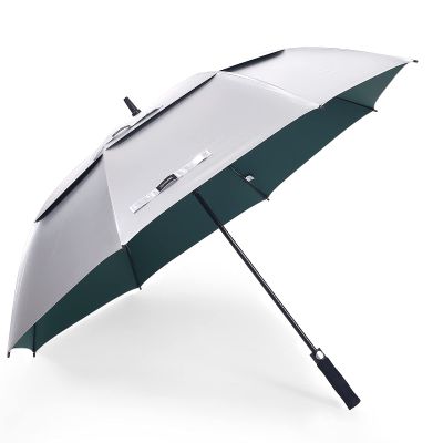 Doubwell UV protection UPF 50+ golf umbrella 62/68 Inch large umbrella automatic open windproof sturdy construction shade for blocking sun and rain (62 inch, Silver/Green)