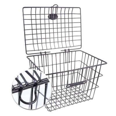 Front Bike Basket with Lid Bike Rear Storage Basket Container Organizer (Black)