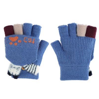Kids Boys Girls Ski Gloves Warm Waterproof Snow Cycling Riding Toddlers Mittens (Blue1)