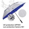 Doubwell UV protection golf umbrella 62/68 Inch UPF 50+ large umbrella automatic open windproof sturdy construction shade for blocking sun and rain (68 inch, Silver/Blue) view 4