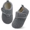 XIHALOOK Toddler Boys Girls Cozy Fleece Slippers with Non Skid Sole Bottom Warm Winter Socks Shoes Grey, 6.5-7.5 Toddler view 1