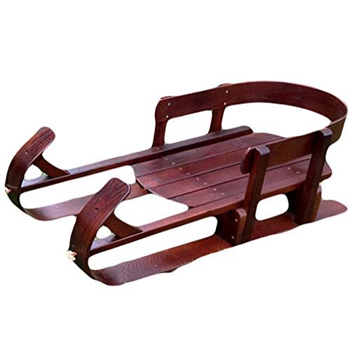 DANADESK Infant sled for Snow, Wood Toddler to-Boggan Children ski Solid Wooden Sleigh Sledge Grass Skiing for Kids-B
