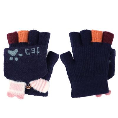Kids Boys Girls Ski Gloves Warm Waterproof Snow Cycling Riding Toddlers Mittens (Navy Blue1)