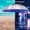 Doubwell UV protection UPF 50+ golf umbrella 62/68 Inch large umbrella automatic open windproof sturdy construction shade for blocking sun and rain (62 inch, Silver/Blue) view 3
