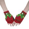 Alvivi Cotton Christmas Gloves Winter Warm Half Finger Gloves Convertible Mittens for Women Girl Wrist Warm Red&Green One Size view 1