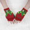 Alvivi Cotton Christmas Gloves Winter Warm Half Finger Gloves Convertible Mittens for Women Girl Wrist Warm Red&Green One Size view 3
