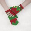 Alvivi Cotton Christmas Gloves Winter Warm Half Finger Gloves Convertible Mittens for Women Girl Wrist Warm Red&Green One Size view 4