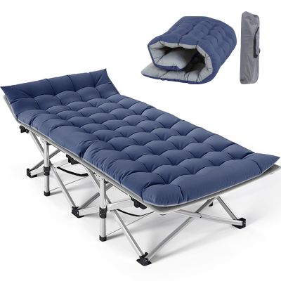 Slsy Folding Camping Cot for Adults with Pad, Padded Portable Sleeping Cots, Camp Bed with Carry Bag for Outdoor Travel, Beach, Hiking