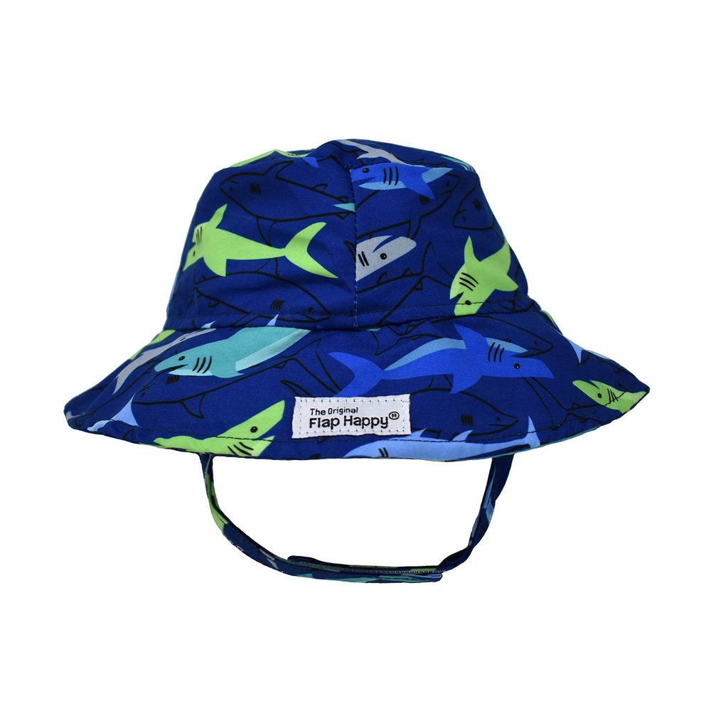 Flap Happy Baby Sun Hat | Toddler Bucket Hat to Protect Kids from Sunburn | UPF 50+ Highest Certified UV Sun Protection | Sharky, Large (12-24m)