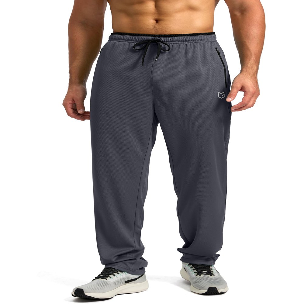 G Gradual Men's Sweatpants Mesh Lightweight with Zip Pockets Breathable Quick Dry Athletic Pants for Workout Running (Grey, Small)
