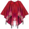Urban CoCo Women's Fashionable Retro Style Vintage Pattern Tassel Poncho Shawl Cape (Series 4-Red) view 1
