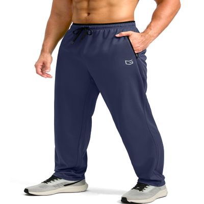 G Gradual Men's Sweatpants Mesh Lightweight with Zip Pockets Breathable Quick Dry Athletic Pants for Workout Running (Navy, Large)