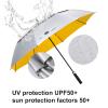 Doubwell UV protection UPF 50+ golf umbrella 62/68 Inch large umbrella automatic open windproof sturdy construction shade for sun and rain (68 inch, Silver/Yellow) view 4