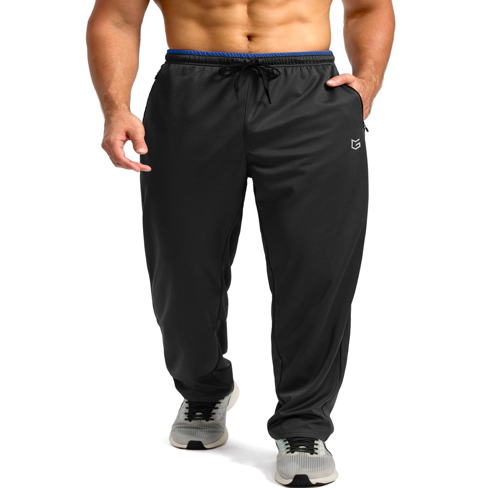 G Gradual Men's Sweatpants Mesh Lightweight with Zip Pockets Breathable Quick Dry Athletic Pants for Workout Running (Black, X-Large)