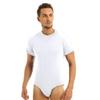 CHICTRY Men's One Piece Short Sleeve Round Neck T Shirt Leotard Bodysui Jumpsuit Undershirt White 3X-Large view 1