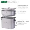 Boundless Voyage Titanium Canteen Cup Mess Kit Camping Kidney-Shaped Hanging Pot Outdoor Cooking Set with Lid & Handles Ti2059C view 4