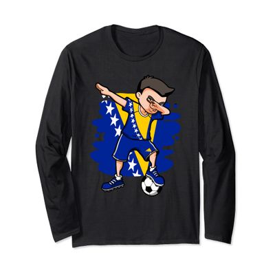 Dabbing Soccer Boy Bosnia Herzegovina Fans Jersey Bosnian Long Sleeve T-Shirt