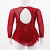 Oyolan Kid Girls Figure Ice Skating Roller Dress Mock Neck Mesh Splice Cutout Gymnastics Leotard Dancewear Red 10 Years view 4