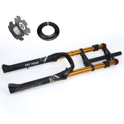 26 Inch Bike Suspension Forks 4.0 Fat Bike Straight Front Fork Downhill Mountain Bike MTB Fork 1-1/8 Disc Brake Air Fork 170mm Travel E-Bike Front Fork BMX 2850g (Color : Black Gold)