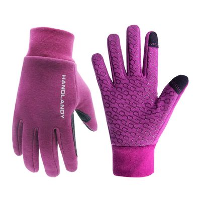 HANDLANDY Winter Gloves for Men & Women Touch Screen Warm Gloves, Upgraded Anti- Slip Thermal Running Gloves (Small, Purple-Upgraded)