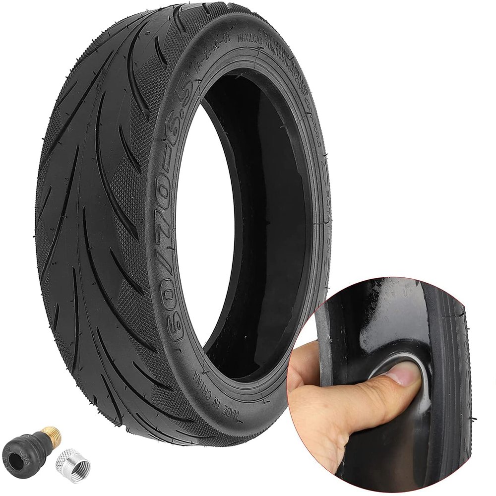 YBang 60/70-6.5 Solid Tubeless Tire with Valve with Built-in Live Glue Repairable for Segway Ninebot Max G30 Scooter 10 inch Self Repairing Non-slip Tire (1 Pce)