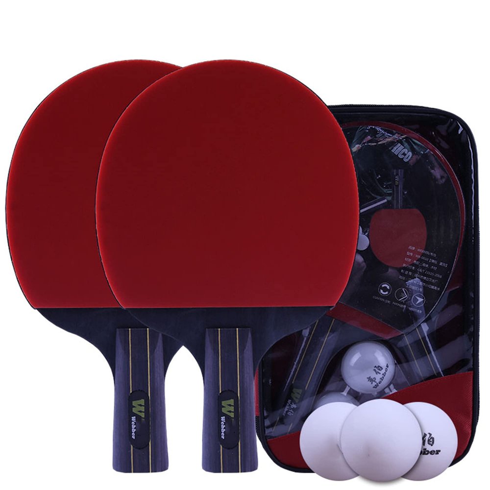 LINGOSHUN Table Tennis Bats,Beginner Ping Pong Paddle Set with Racket Case Perfect for Adults and Kids Indoor/Outdoor Activity / 2 Player Set/B
