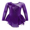 Oyolan Kid Girls Figure Ice Skating Roller Dress Mock Neck Mesh Splice Cutout Gymnastics Leotard Dancewear Purple 12 Years view 1