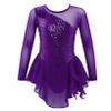 Oyolan Kid Girls Figure Ice Skating Roller Dress Mock Neck Mesh Splice Cutout Gymnastics Leotard Dancewear Purple 12 Years view 3