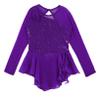 Oyolan Kid Girls Figure Ice Skating Roller Dress Mock Neck Mesh Splice Cutout Gymnastics Leotard Dancewear Purple 12 Years view 4