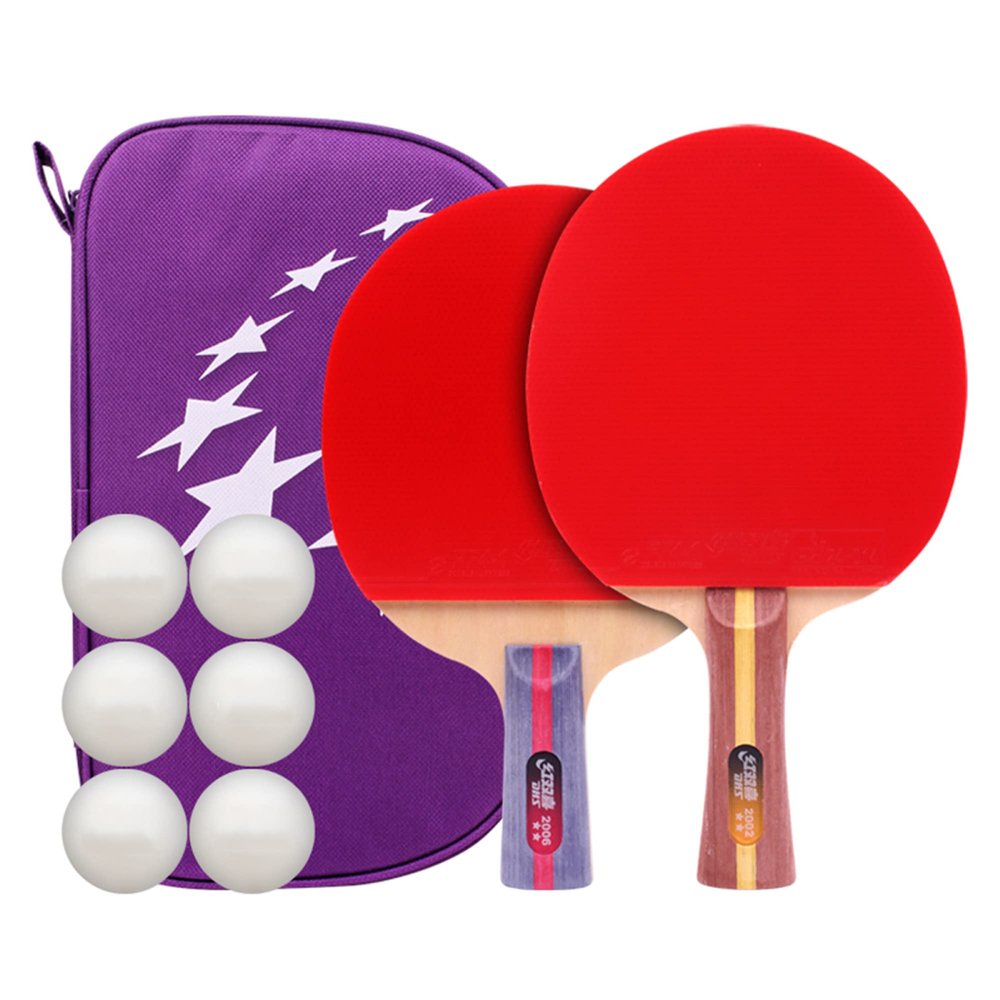 LINGOSHUN Ping Pong Paddle Set with Racket Case,Comfortable Handle,Table Tennis Rackets for Amateur Entertainment / 2 Player Set/C