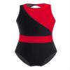 FEESHOW Girls Kids Gymnastics Leotards Ballet Swimwear Youth One-Piece Cutout Back Athletic Unitard Bodysuit Red&Black 6 Years view 1