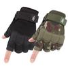 FIORETTO Fingerless Gloves, Airsoft Gloves, Half Finger Gloves for Driving, Cycling, Shooting, Hunting, Motorcycle, Climbing, Outdoor Work 2 Pairs(Black+Green Camo) Small view 1