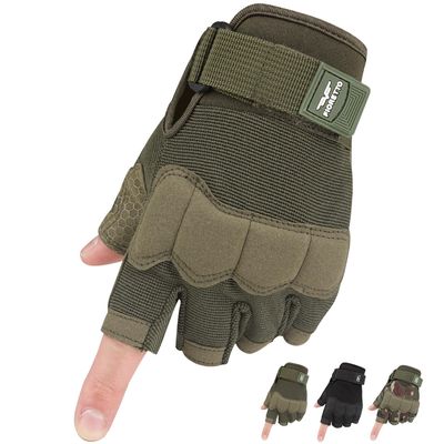 FIORETTO Fingerless Gloves, Airsoft Gloves, Half Finger Gloves for Driving, Cycling, Shooting, Hunting, Motorcycle, Climbing, Outdoor Work Green Large