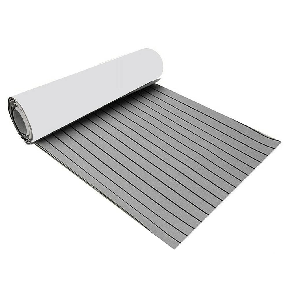 Fetcoi EVA Foam Boat Decking Sheet,Non-Skid Self-Adhesive for Marine Yacht RV Swimming Pool Garden,94.5"x 35.4"Boat Flooring Decking (Gray+Black)